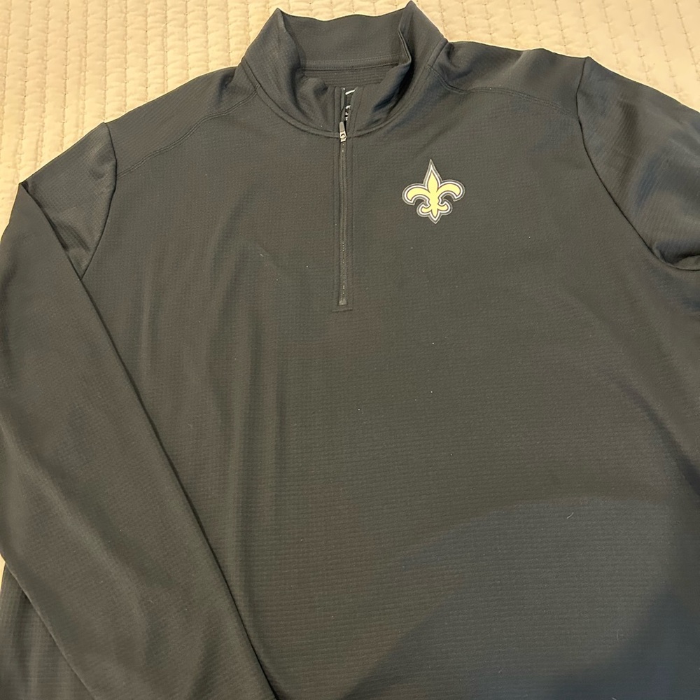 SOLD - Nike Black Dri-FIT Pullover 1/4 zip. Saints logo.